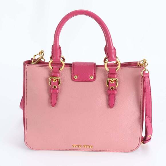 Miu Miu Miu Leather Handbag Shoulder Crossbody Pink Women's - Picture 3 of 12